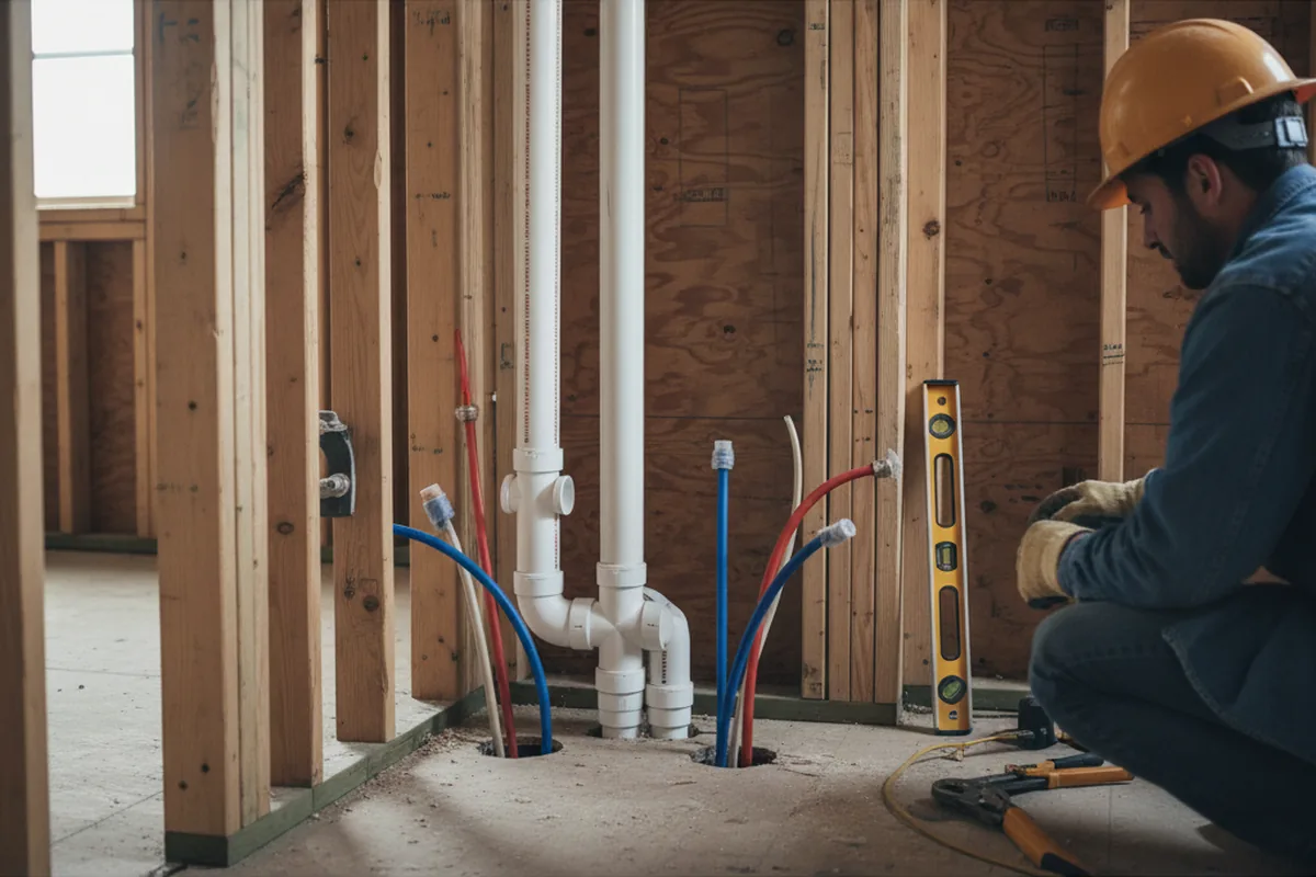 Drain and supply rough-in during Drain Cleaning in West Springfield